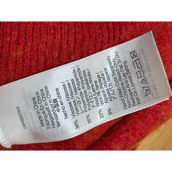 Madewell Asherton Women's S Red Sweater Wool Alpaca Henley Tunic Waffle Knit - Picture 5 of 11